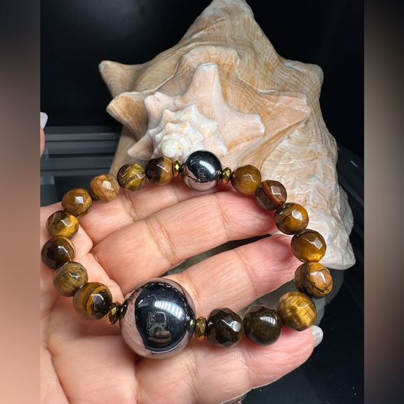 TERAHERTZ + TIGERS NATURAL STONES  BRACELET size 7” - Picture 11 of 11